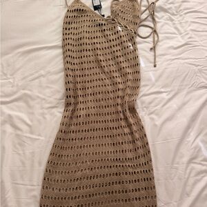 PrettyLittleThing Beige Crochet Dress